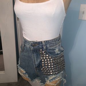 High waisted Custom studded shorts